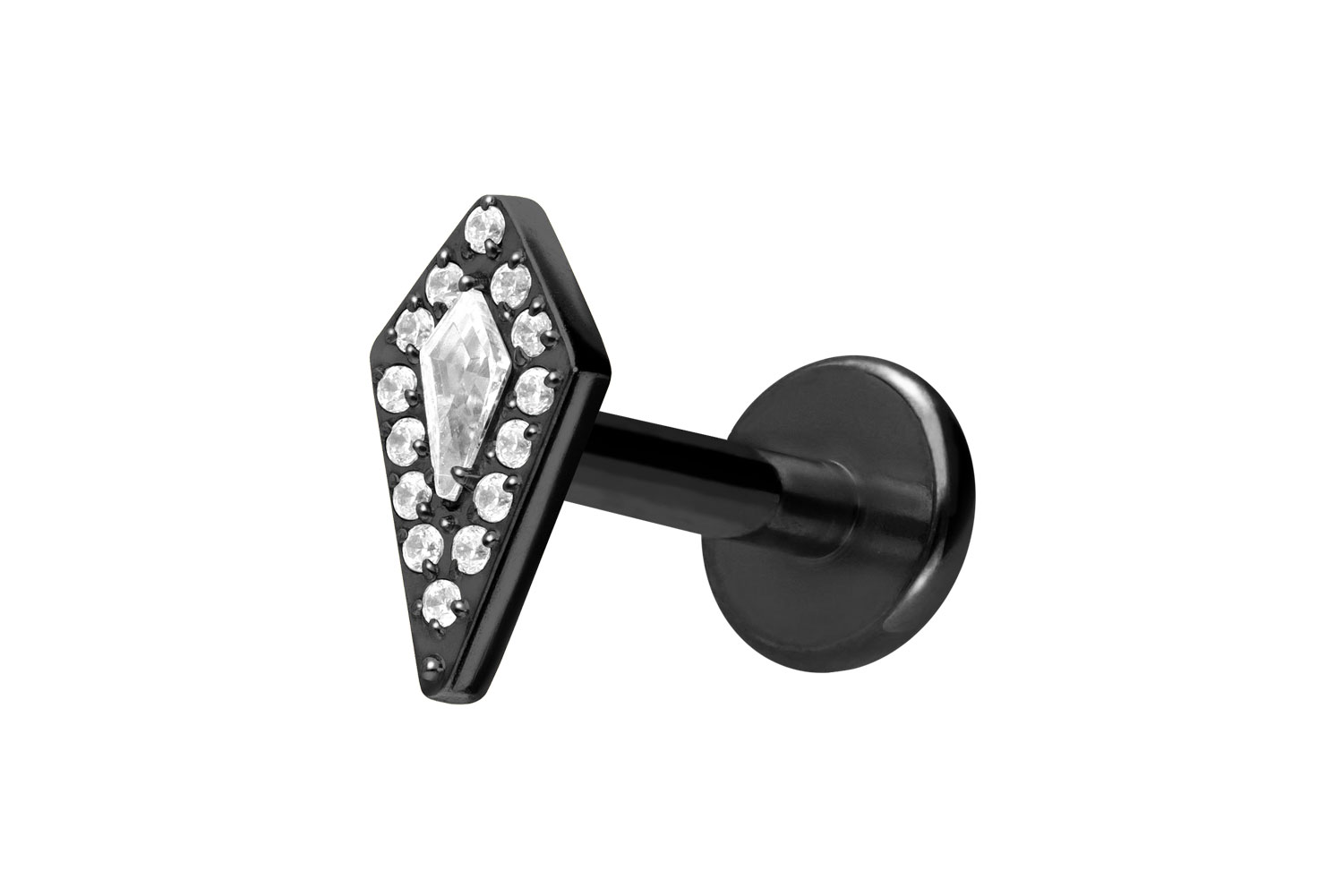 Titan Labret Piercing mit Push Fit KRISTALLSCHILD